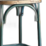 Antique Turquoise & Oak Wood Bar Chair