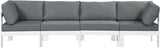 Nizuc Waterproof Fabric / Aluminum / Foam Contemporary Grey Waterproof Fabric Outdoor Patio Modular Sofa - 120" W x 30" D x 34" H