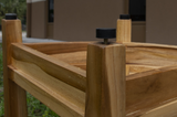 HomeRoots Compact Teak Wide Corner Shower Outdoor Bench With Shelf In Natural Finish 376732-HOMEROOTS 376732