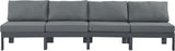 Nizuc Waterproof Fabric / Aluminum / Foam Contemporary Grey Waterproof Fabric Outdoor Patio Modular Sofa - 120" W x 30" D x 34" H