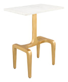 Zuo Modern Clement Marble, MDF, Aluminum Modern Commercial Grade Side Table White, Gold Marble, MDF, Aluminum