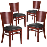 English Elm EE1247 Traditional Commercial Grade Wood Restaurant Chair Black Vinyl Seat/Mahogany Wood Frame EEV-11463