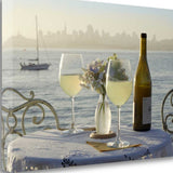 Glasses of White Wine For Two City 4 Giclee Wrap Canvas Wall Art