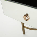 Noble House Siryen Modern Mirror Finished Side Table with Gold Iron Accents