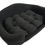 Ferncliffe Mid Century Small Plush Pet Bed, Dark Gray and Natural Finish Noble House