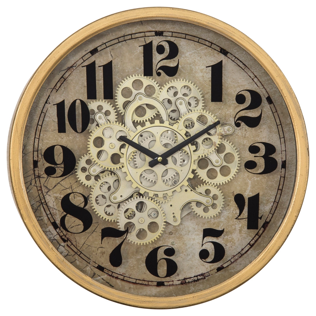 moving gear wall clock Yosemite Gold Round Gear Clock 5130011