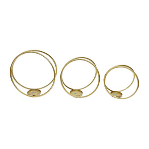 Sagebrook Home Contemporary Metal,Set of 3 -  12/14/16"h,double Ring Candle Holder,gol 17776-02 Gold Aluminum
