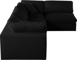 Serene Linen Textured Fabric / Down / Polyester / Engineered Wood Contemporary Black Linen Textured Fabric Deluxe Cloud-Like Comfort Modular Sectional - 119" W x 79" D x 32" H