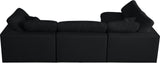 Serene Linen Textured Fabric / Down / Polyester / Engineered Wood Contemporary Black Linen Textured Fabric Deluxe Cloud-Like Comfort Modular Sectional - 119" W x 79" D x 32" H