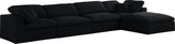 Serene Linen Textured Fabric / Down / Polyester / Engineered Wood Contemporary Black Linen Textured Fabric Deluxe Cloud-Like Comfort Modular Sectional - 158" W x 80" D x 32" H