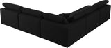 Serene Linen Textured Fabric / Down / Polyester / Engineered Wood Contemporary Black Linen Textured Fabric Deluxe Cloud-Like Comfort Modular Sectional - 118" W x 120" D x 32" H