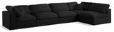 Serene Linen Textured Fabric / Down / Polyester / Engineered Wood Contemporary Black Linen Textured Fabric Deluxe Cloud-Like Comfort Modular Sectional - 158" W x 79" D x 32" H