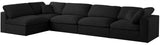 Serene Linen Textured Fabric / Down / Polyester / Engineered Wood Contemporary Black Linen Textured Fabric Deluxe Cloud-Like Comfort Modular Sectional - 158" W x 79" D x 32" H