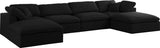 Serene Linen Textured Fabric / Down / Polyester / Engineered Wood Contemporary Black Linen Textured Fabric Deluxe Cloud-Like Comfort Modular Sectional - 158" W x 80" D x 32" H