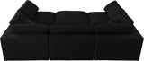 Serene Linen Textured Fabric / Down / Polyester / Engineered Wood Contemporary Black Linen Textured Fabric Deluxe Cloud-Like Comfort Modular Sectional - 119" W x 80" D x 32" H