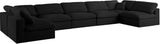 Serene Linen Textured Fabric / Down / Polyester / Engineered Wood Contemporary Black Linen Textured Fabric Deluxe Cloud-Like Comfort Modular Sectional - 197" W x 79" D x 32" H