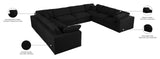Serene Linen Textured Fabric / Down / Polyester / Engineered Wood Contemporary Black Linen Textured Fabric Deluxe Cloud-Like Comfort Modular Sectional - 158" W x 120" D x 32" H