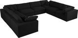 Serene Linen Textured Fabric / Down / Polyester / Engineered Wood Contemporary Black Linen Textured Fabric Deluxe Cloud-Like Comfort Modular Sectional - 158" W x 120" D x 32" H