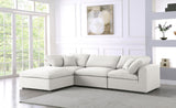 Serene Linen Textured Fabric / Down / Polyester / Engineered Wood Contemporary Cream Linen Textured Fabric Deluxe Cloud-Like Comfort Modular Sectional - 119" W x 80" D x 32" H