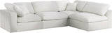 Serene Linen Textured Fabric / Down / Polyester / Engineered Wood Contemporary Cream Linen Textured Fabric Deluxe Cloud-Like Comfort Modular Sectional - 119" W x 79" D x 32" H