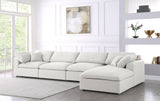 Serene Linen Textured Fabric / Down / Polyester / Engineered Wood Contemporary Cream Linen Textured Fabric Deluxe Cloud-Like Comfort Modular Sectional - 158" W x 80" D x 32" H