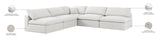 Serene Linen Textured Fabric / Down / Polyester / Engineered Wood Contemporary Cream Linen Textured Fabric Deluxe Cloud-Like Comfort Modular Sectional - 118" W x 120" D x 32" H
