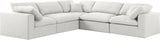 Serene Linen Textured Fabric / Down / Polyester / Engineered Wood Contemporary Cream Linen Textured Fabric Deluxe Cloud-Like Comfort Modular Sectional - 119" W x 120" D x 32" H