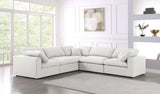 Serene Linen Textured Fabric / Down / Polyester / Engineered Wood Contemporary Cream Linen Textured Fabric Deluxe Cloud-Like Comfort Modular Sectional - 119" W x 120" D x 32" H