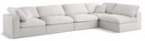 Serene Linen Textured Fabric / Down / Polyester / Engineered Wood Contemporary Cream Linen Textured Fabric Deluxe Cloud-Like Comfort Modular Sectional - 158" W x 79" D x 32" H