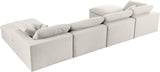 Serene Linen Textured Fabric / Down / Polyester / Engineered Wood Contemporary Cream Linen Textured Fabric Deluxe Cloud-Like Comfort Modular Sectional - 158" W x 80" D x 32" H