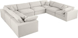 Serene Linen Textured Fabric / Down / Polyester / Engineered Wood Contemporary Cream Linen Textured Fabric Deluxe Cloud-Like Comfort Modular Sectional - 158" W x 120" D x 32" H