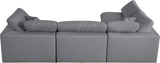 Serene Linen Textured Fabric / Down / Polyester / Engineered Wood Contemporary Grey Linen Textured Fabric Deluxe Cloud-Like Comfort Modular Sectional - 119" W x 79" D x 32" H