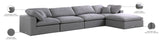 Serene Linen Textured Fabric / Down / Polyester / Engineered Wood Contemporary Grey Linen Textured Fabric Deluxe Cloud-Like Comfort Modular Sectional - 158" W x 80" D x 32" H