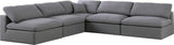 Serene Linen Textured Fabric / Down / Polyester / Engineered Wood Contemporary Grey Linen Textured Fabric Deluxe Cloud-Like Comfort Modular Sectional - 118" W x 120" D x 32" H
