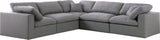 Serene Linen Textured Fabric / Down / Polyester / Engineered Wood Contemporary Grey Linen Textured Fabric Deluxe Cloud-Like Comfort Modular Sectional - 119" W x 120" D x 32" H