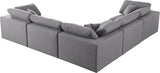 Serene Linen Textured Fabric / Down / Polyester / Engineered Wood Contemporary Grey Linen Textured Fabric Deluxe Cloud-Like Comfort Modular Sectional - 119" W x 120" D x 32" H