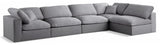 Serene Linen Textured Fabric / Down / Polyester / Engineered Wood Contemporary Grey Linen Textured Fabric Deluxe Cloud-Like Comfort Modular Sectional - 158" W x 79" D x 32" H