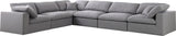 Serene Linen Textured Fabric / Down / Polyester / Engineered Wood Contemporary Grey Linen Textured Fabric Deluxe Cloud-Like Comfort Modular Sectional - 158" W x 120" D x 32" H