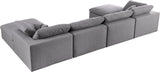Serene Linen Textured Fabric / Down / Polyester / Engineered Wood Contemporary Grey Linen Textured Fabric Deluxe Cloud-Like Comfort Modular Sectional - 158" W x 80" D x 32" H