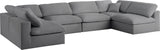 Serene Linen Textured Fabric / Down / Polyester / Engineered Wood Contemporary Grey Linen Textured Fabric Deluxe Cloud-Like Comfort Modular Sectional - 158" W x 79" D x 32" H