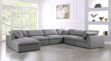 Serene Linen Textured Fabric / Down / Polyester / Engineered Wood Contemporary Grey Linen Textured Fabric Deluxe Cloud-Like Comfort Modular Sectional - 158" W x 120" D x 32" H
