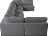 Serene Linen Textured Fabric / Down / Polyester / Engineered Wood Contemporary Grey Linen Textured Fabric Deluxe Cloud-Like Comfort Modular Sectional - 197" W x 79" D x 32" H