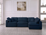 Serene Linen Textured Fabric / Down / Polyester / Engineered Wood Contemporary Navy Linen Textured Fabric Deluxe Cloud-Like Comfort Modular Sectional - 119" W x 79" D x 32" H