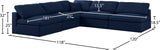 Serene Linen Textured Fabric / Down / Polyester / Engineered Wood Contemporary Navy Linen Textured Fabric Deluxe Cloud-Like Comfort Modular Sectional - 118" W x 120" D x 32" H