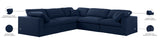 Serene Linen Textured Fabric / Down / Polyester / Engineered Wood Contemporary Navy Linen Textured Fabric Deluxe Cloud-Like Comfort Modular Sectional - 119" W x 120" D x 32" H