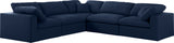 Serene Linen Textured Fabric / Down / Polyester / Engineered Wood Contemporary Navy Linen Textured Fabric Deluxe Cloud-Like Comfort Modular Sectional - 119" W x 120" D x 32" H