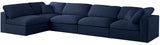 Serene Linen Textured Fabric / Down / Polyester / Engineered Wood Contemporary Navy Linen Textured Fabric Deluxe Cloud-Like Comfort Modular Sectional - 158" W x 79" D x 32" H