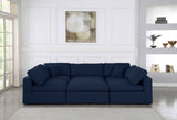 Serene Linen Textured Fabric / Down / Polyester / Engineered Wood Contemporary Navy Linen Textured Fabric Deluxe Cloud-Like Comfort Modular Sectional - 119" W x 80" D x 32" H