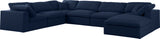 Serene Linen Textured Fabric / Down / Polyester / Engineered Wood Contemporary Navy Linen Textured Fabric Deluxe Cloud-Like Comfort Modular Sectional - 158" W x 120" D x 32" H