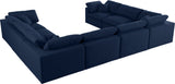 Serene Linen Textured Fabric / Down / Polyester / Engineered Wood Contemporary Navy Linen Textured Fabric Deluxe Cloud-Like Comfort Modular Sectional - 158" W x 120" D x 32" H